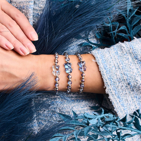 Einhorn Blau | Silber | Schimmerndes Bärenarmband
